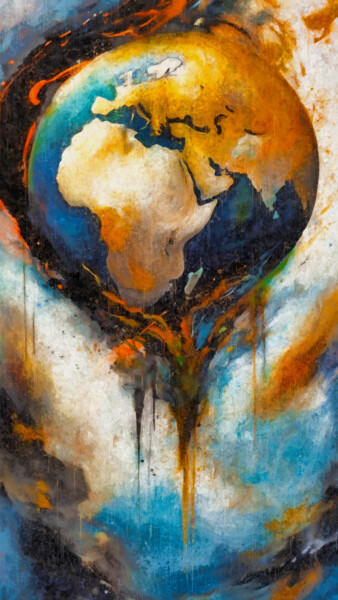数字艺术 标题为“Our Burning Home: B…” 由Arjen Roos, 原创艺术品, 数字油画