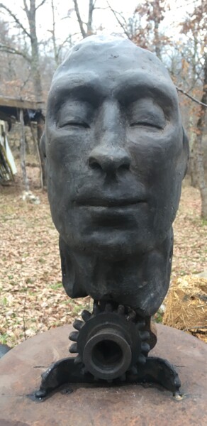 Skulptur mit dem Titel "Think" von Arjen Van Der Straten (Ruedart), Original-Kunstwerk, Ton