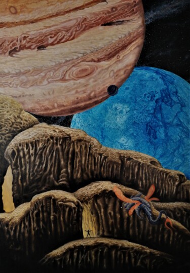 Pintura titulada "planets" por Arkadiusz Koniusz, Obra de arte original, Oleo