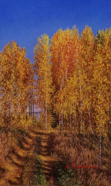 Malarstwo zatytułowany „Autumn on the banks…” autorstwa Arkady Paransky, Oryginalna praca, Pastel