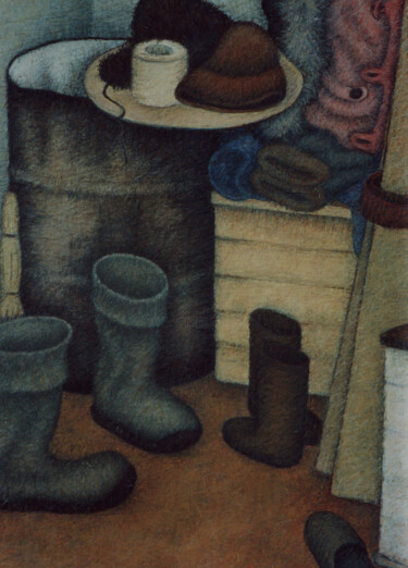 Painting titled "Felt boots" by Arkady Paransky, Original Artwork, Pastel