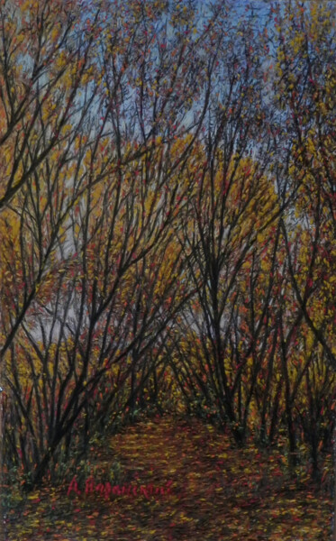 Pintura titulada "Autumn on the banks…" por Arkady Paransky, Obra de arte original, Pastel