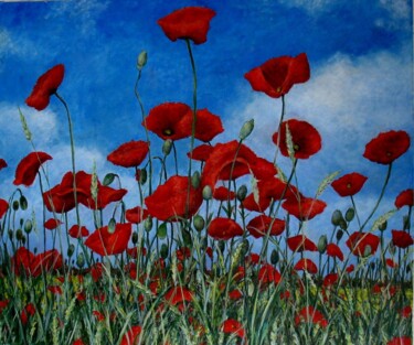 Painting titled "Poppies. 2013. Hard…" by Arkady Paransky, Original Artwork, Oil