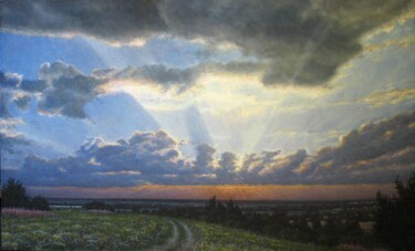 Painting titled "Ozeritsy. Sunrise o…" by Arkady Paransky, Original Artwork, Oil