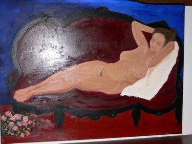Peinture intitulée "nu sur canapé" par Arkia, Œuvre d'art originale