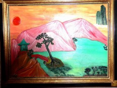 Peinture intitulée "PONT SUR LA COLLINE" par Arkia, Œuvre d'art originale