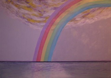 Malerei mit dem Titel "Regenbogen über dem…" von Maria Olbrich, Original-Kunstwerk, Andere