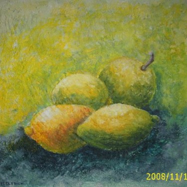 Malerei mit dem Titel "Zitronen" von Maria Olbrich, Original-Kunstwerk, Öl