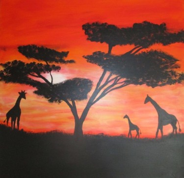 Pintura titulada "Afrika Giraffen" por Maria Olbrich, Obra de arte original, Acrílico