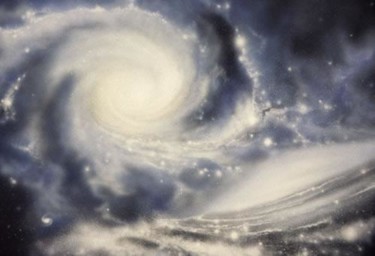 Peinture intitulée "Galaxies en collisi…" par Oliver Becker, Œuvre d'art originale