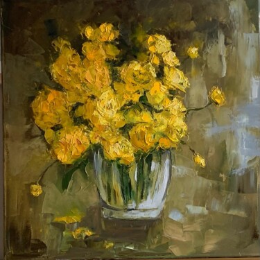 Pintura titulada "Żółte kwiaty" por Arleta Eiben, Obra de arte original, Oleo
