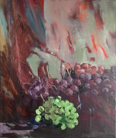 Peinture intitulée "Dojrzałe winogrona" par Arleta Eiben, Œuvre d'art originale, Huile