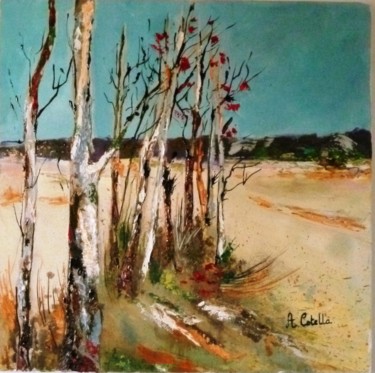 Painting titled "BOUQUET D'ARBRES" by Arlette Cotella, Original Artwork, Oil