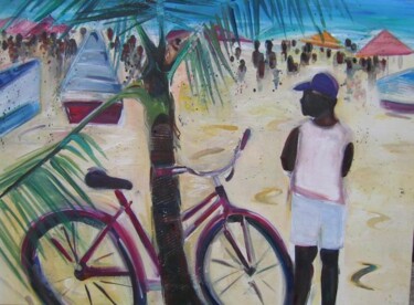 Peinture intitulée "at the beach" par Arlette Fougeras Lavergnolle, Œuvre d'art originale