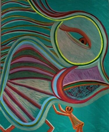 Malerei mit dem Titel "Au Secours" von Arlette Stella, Original-Kunstwerk, Acryl
