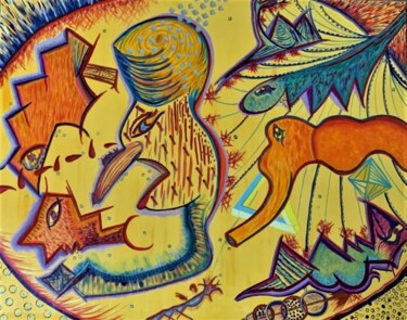 Malerei mit dem Titel "A Monster's Corral" von Arlette Stella, Original-Kunstwerk, Acryl