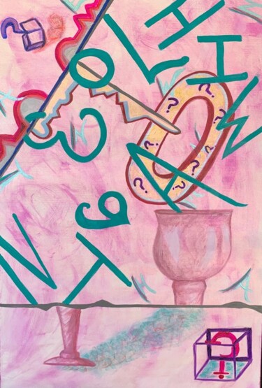 Malarstwo zatytułowany „The Key to When” autorstwa Arlette Stella, Oryginalna praca, Akryl Zamontowany na Drewniana rama nos…