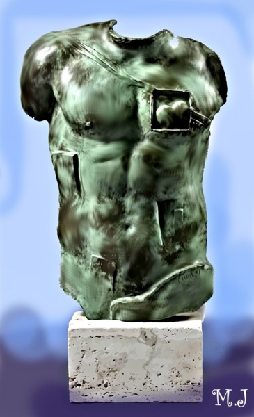 Grafika cyfrowa / sztuka generowana cyfrowo zatytułowany „Male bust - Bronze…” autorstwa Armajay, Oryginalna praca, 2D praca…