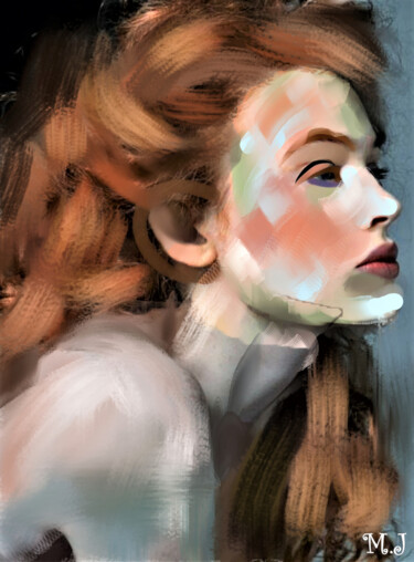 Artes digitais intitulada "Portrait red-haired…" por Armajay, Obras de arte originais, Trabalho Digital 2D