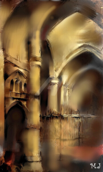 Digital painting of the heart of an abandoned church Arts numériques intitulée "Digital painting of…" par Jérôme Marette, Œuvre d'art originale, Peinture numérique