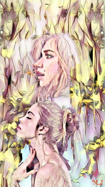 Flower Women - Digital Art - Digital Painting Цифровое искусство под названием "Flower Women - Digi…" - Jérôme Marette, Подлинное произведение искусства, Цифровая живопись