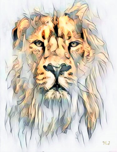 Arte digitale intitolato "Lion 1st version- D…" da Armajay, Opera d'arte originale, Pittura digitale