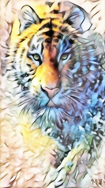 Bengal Tiger - Digital Art - Digital Painting Arts numériques intitulée "Bengal Tiger - Digi…" par Jérôme Marette, Œuvre d'art originale, Peinture numérique
