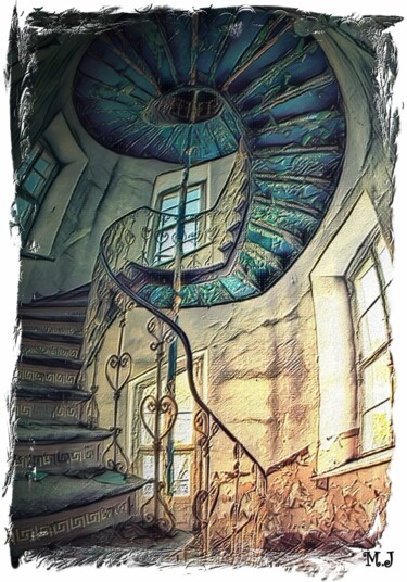 Arte digital titulada "Abandoned staircase…" por Armajay, Obra de arte original, Pintura Digital