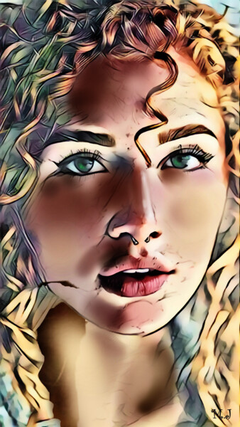 Digitale Kunst mit dem Titel "Redhead Beauty - Fe…" von Armajay, Original-Kunstwerk, Digitale Malerei