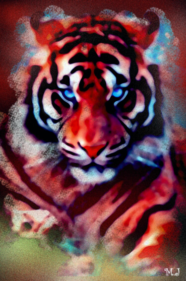 Digital Arts titled "Portrait tigre  - P…" by Armajay, Original Artwork, Digital Painting