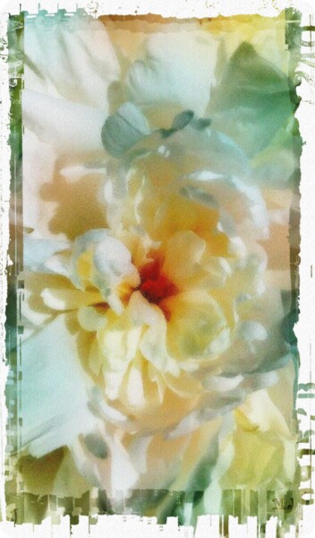 Digital Arts titled "White Flower with L…" by Armajay, Original Artwork, Digital Painting