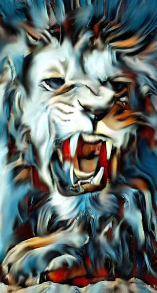Digitale Kunst mit dem Titel "Terrifying Lion - F…" von Armajay, Original-Kunstwerk, Digitale Malerei