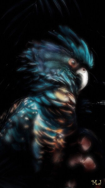 Digitale Kunst getiteld "Magic Parrot - Turq…" door Armajay, Origineel Kunstwerk, Digitaal Schilderwerk