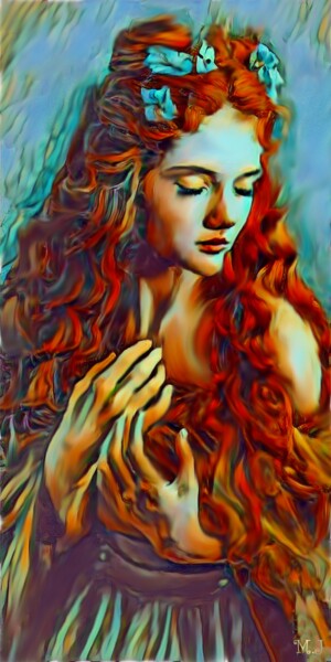 Arts numériques intitulée "Jeune femme rousse…" par Armajay, Œuvre d'art originale, Peinture numérique