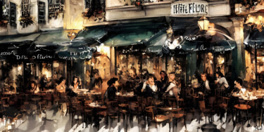 Digital Arts titled "Café Parisien, Lati…" by Armajay, Original Artwork, Digital Painting