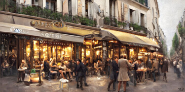 Digital Arts titled "Café Parisien #2, P…" by Armajay, Original Artwork, Digital Painting