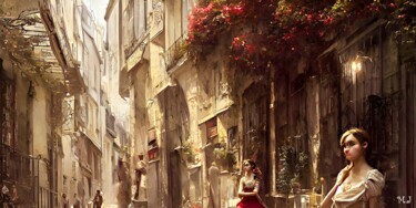 Digital Arts titled "Alleys of old Paris…" by Armajay, Original Artwork, Digital Painting