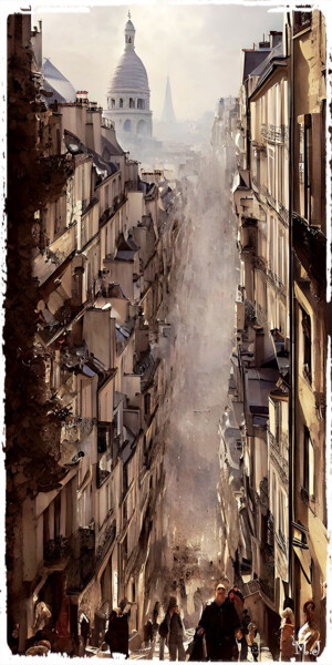 Digitale Kunst mit dem Titel "Paris Montmartre ol…" von Armajay, Original-Kunstwerk, Digitale Malerei