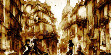 Parisian life in the heart of the old districts #1 Arts numériques intitulée "Parisian life in th…" par Armajay, Œuvre d'art originale, Peinture numérique