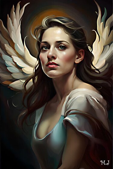 Digitale Kunst mit dem Titel "Woman angel 1" von Armajay, Original-Kunstwerk, Digitale Malerei