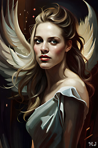 Digital Arts titled "Woman angel 2" by Armajay, Original Artwork, Digital Painting