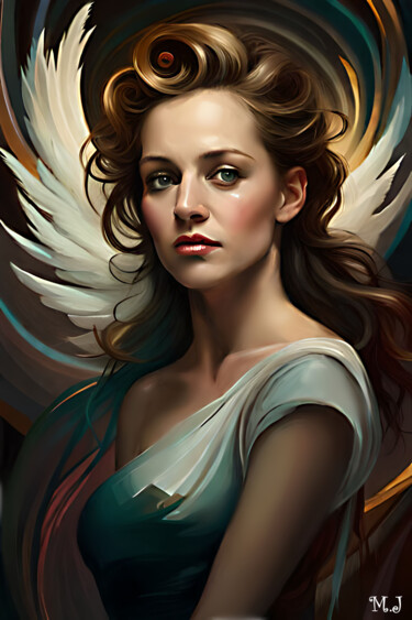 Digital Arts titled "Woman angel 3" by Armajay, Original Artwork, Digital Painting