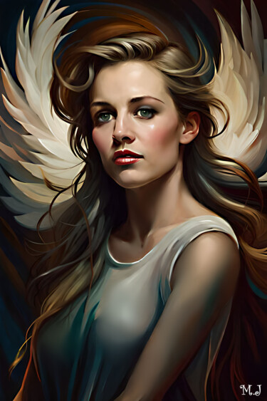 Digital Arts titled "Woman angel 4" by Armajay, Original Artwork, Digital Painting