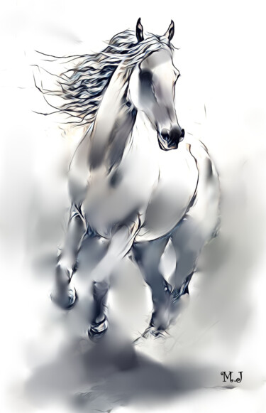 Artes digitais intitulada "Horse running in a…" por Armajay, Obras de arte originais, Trabalho Digital 2D