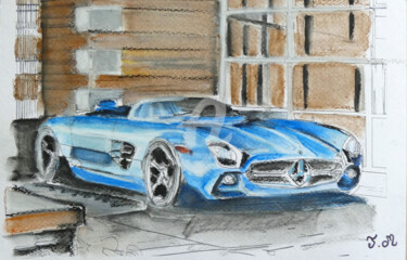 Schilderij getiteld "Mercedes cabriolet…" door Armajay, Origineel Kunstwerk, Pastel