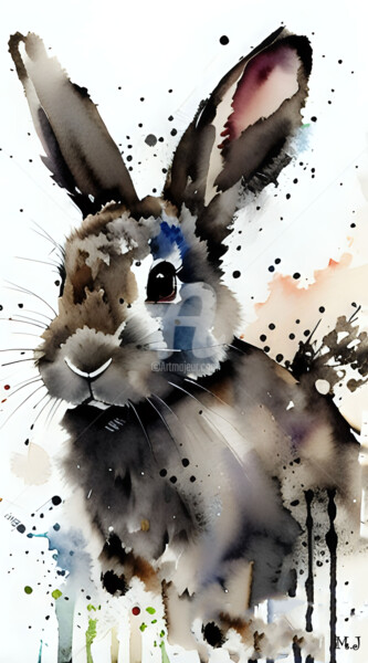 Цифровое искусство под названием "Watercolor rabbit" - Armajay, Подлинное произведение искусства, Цифровая живопись