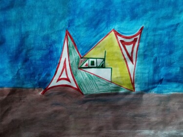 Pintura intitulada "bateau de peche" por Armajeur76, Obras de arte originais, Aquarela