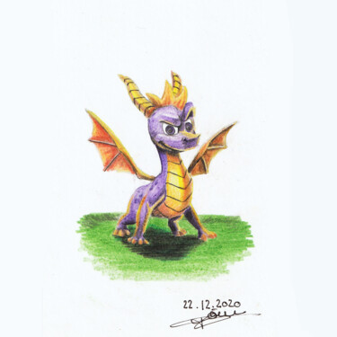 Arts numériques intitulée "Spyro, le gentil dr…" par Armallysis, Œuvre d'art originale, Crayon