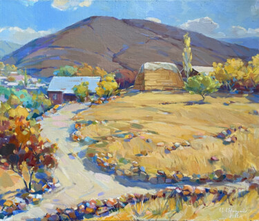 Painting titled "AUTUMN IN THE VALLEY" by Arman Avagyan, Original Artwork, Oil Mounted on Wood Stretcher frame