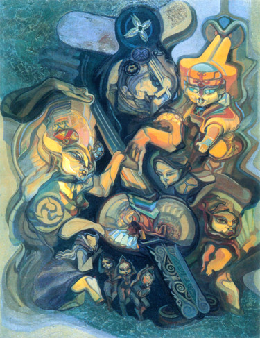 Peinture intitulée "Звук" par Arman Bai, Œuvre d'art originale, Huile Monté sur Châssis en bois